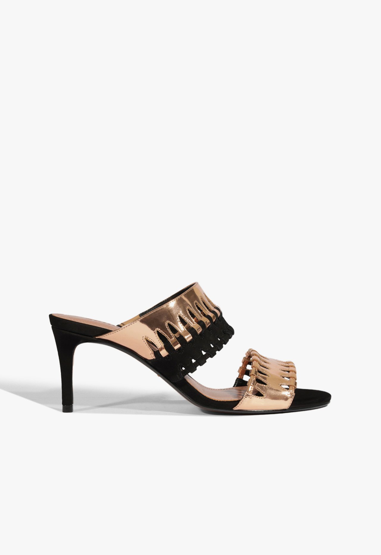 Tamanco Couro Preto e Dourado | Schutz