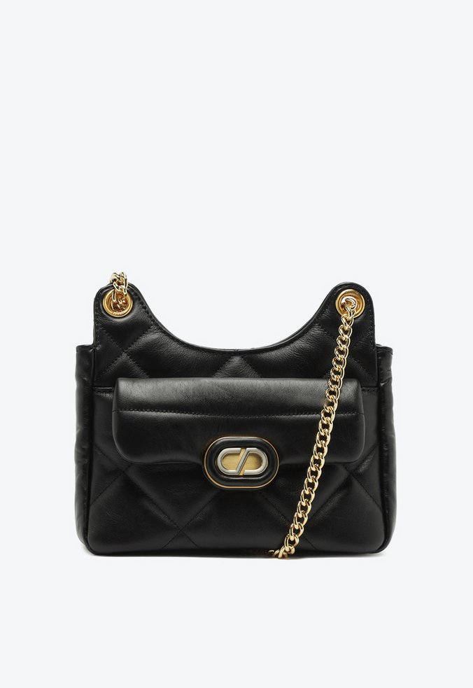 Bolsa Tiracolo Média Dazzle Couro Preta