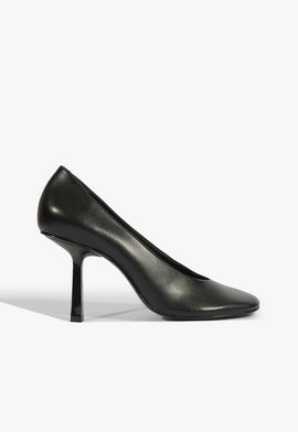 Scarpin Couro Salto Fino Alto Preto