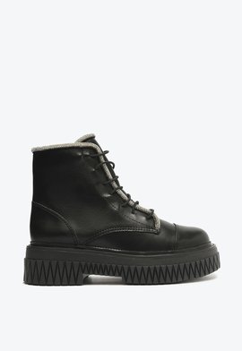 Bota Coturno Amirah Couro Crystal Preta