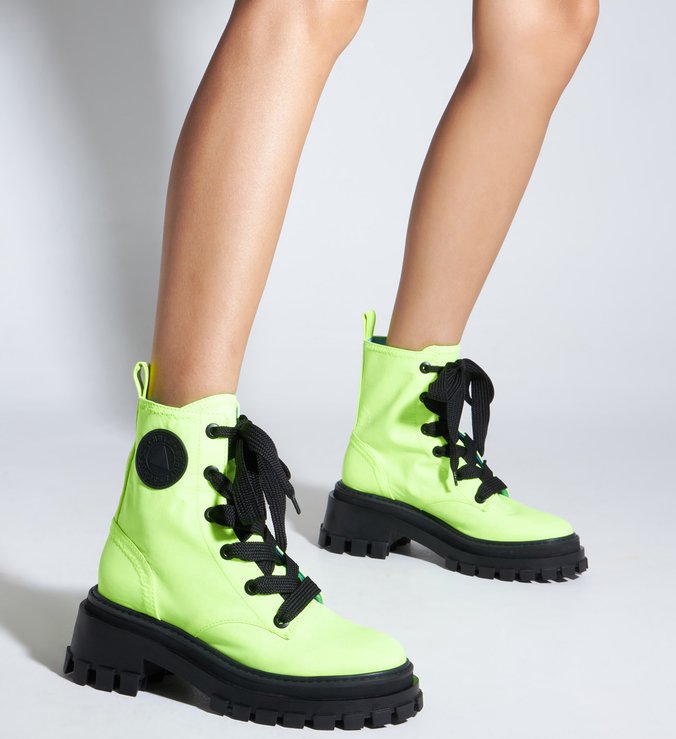 Bota Coturno Tratorado Nylon Neon Amarelo Bota Coturno Tratorado Nylon Neon Amarelo