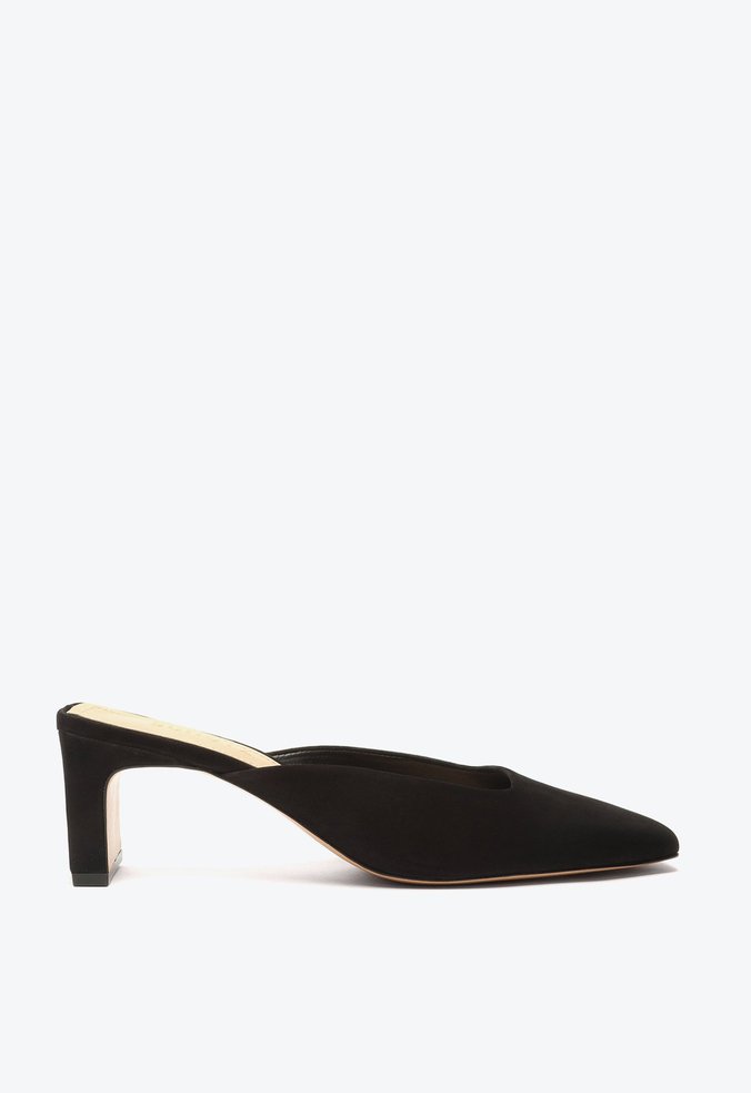 Sapato Mule Quadrada Nobuck Preta