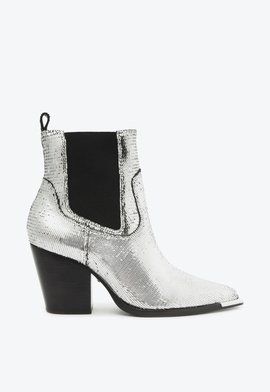 Bota Tinna Couro Prateada