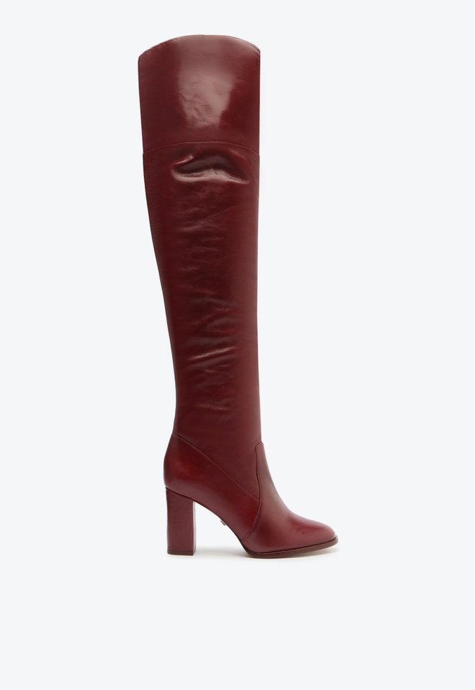 Bota Montaria Over the Knee Couro Vermelha