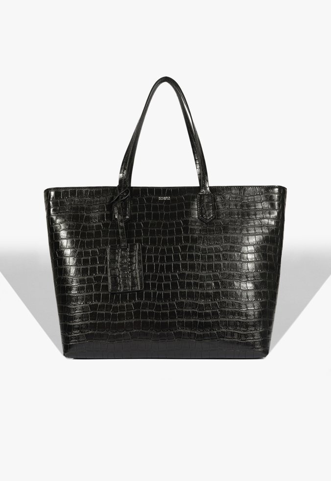 Bolsa Shopping Grande Yumi  Croco Preta