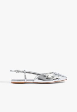 Sapatilha Slingback Couro Prata