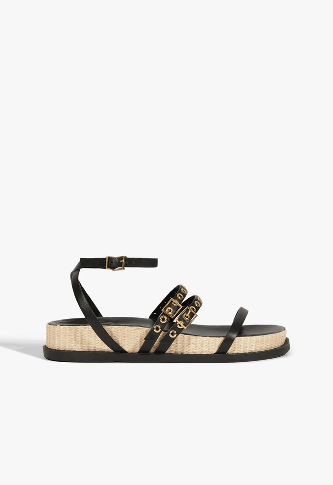 Papete Annete Sporty Couro Preta