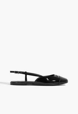Sapatilha Slingback Logomania Couro Preta