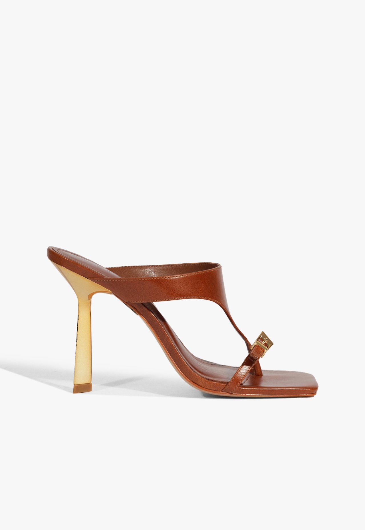 Sandália Mule Salto Couro Marrom | Schutz