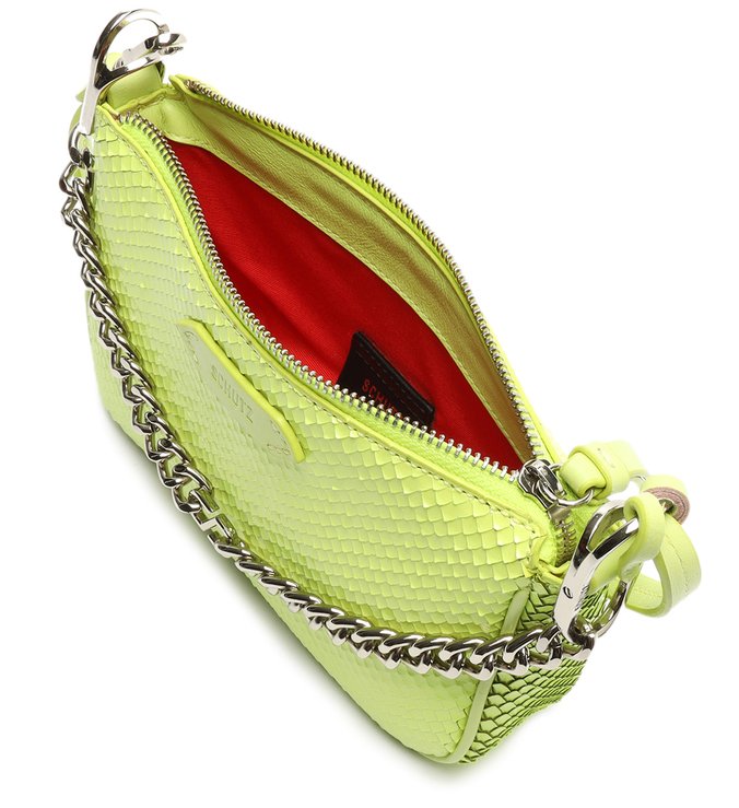 Bolsa Tiracolo Baguette Pequena Emmy Snake Verde Bolsa Tiracolo Baguette Pequena Emmy Snake Verde