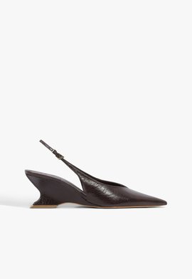 Slingback Siena Mid Buckle Couro Marrom