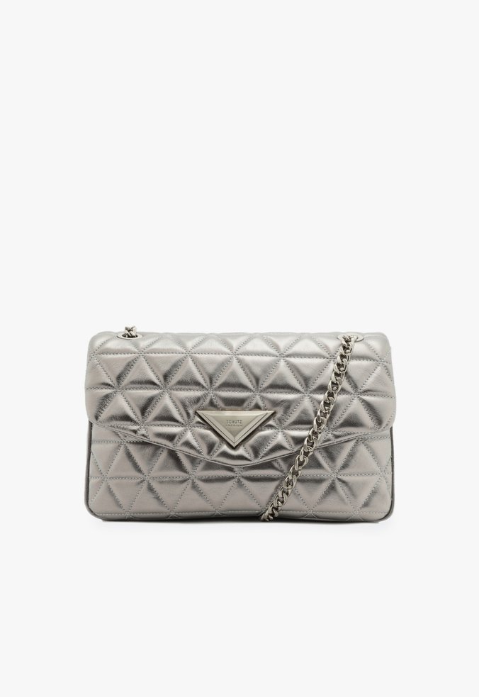 Bolsa Tiracolo Grande 944 Couro Matelassê Prata