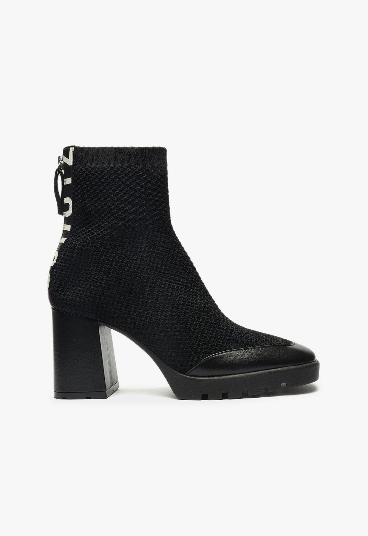 Bota Salto Bloco Knit Preta | Schutz