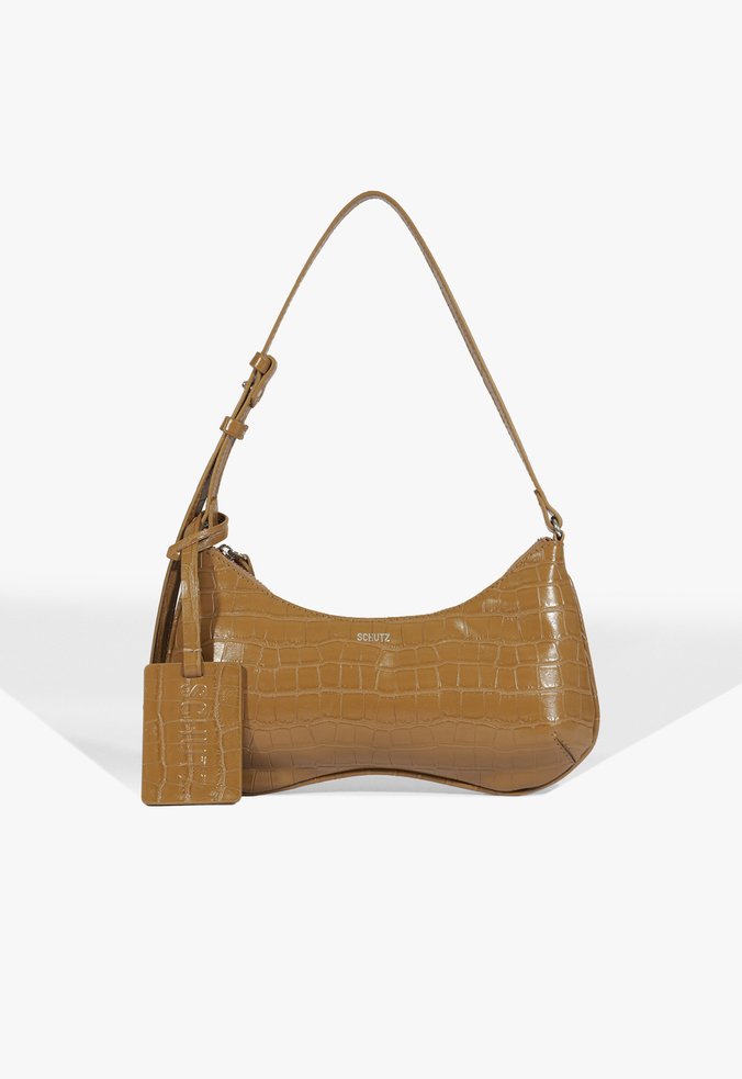 Bolsa Média Yumi Croco Marrom Clara