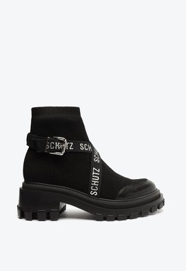 Bota Tratorada Logo Knit Preta