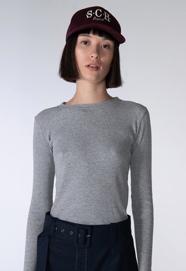 Camiseta Manga Longa Malha Cinza