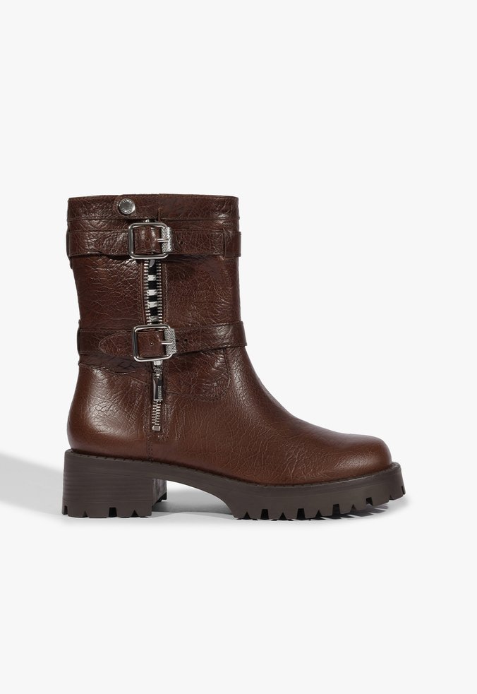Bota Raven Cano Médio Couro Marrom