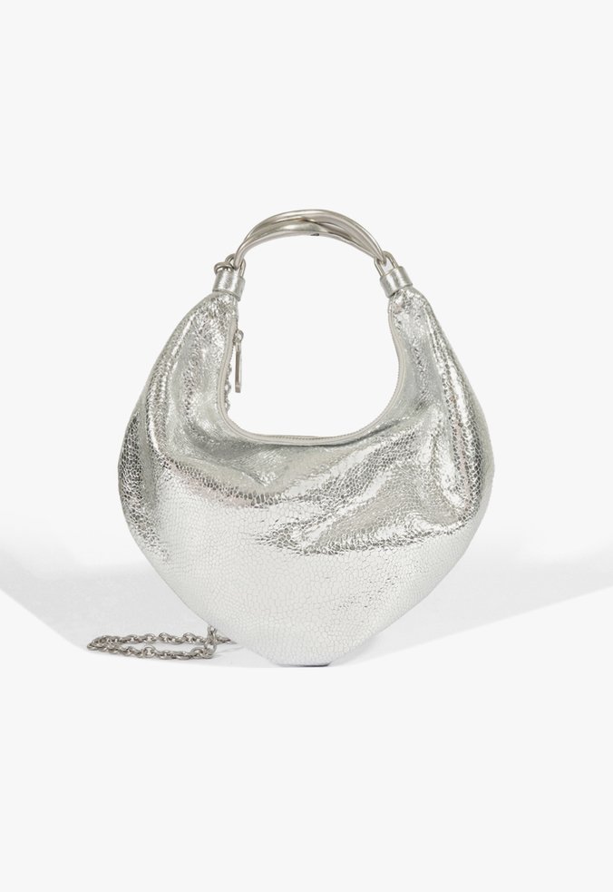 Bolsa Shoulder Orla Couro Prateada