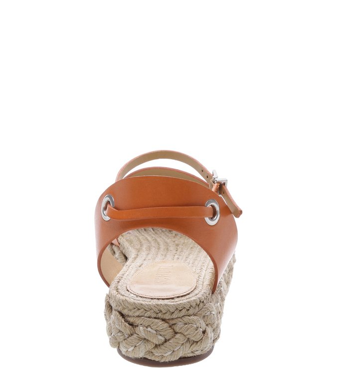 Flat Espadrille Couro Lace-Up Ocre