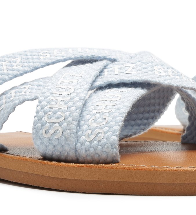 Rasteira de X Logo Schutz Trama Blue Rasteira de X Logo Schutz Trama Blue