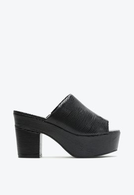 Sandália Plataforma Salto Nysha Croco Preta