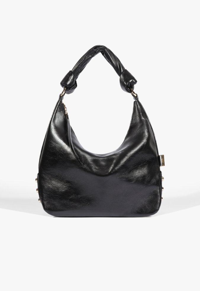Bolsa Hobo Kora Média Couro Preta