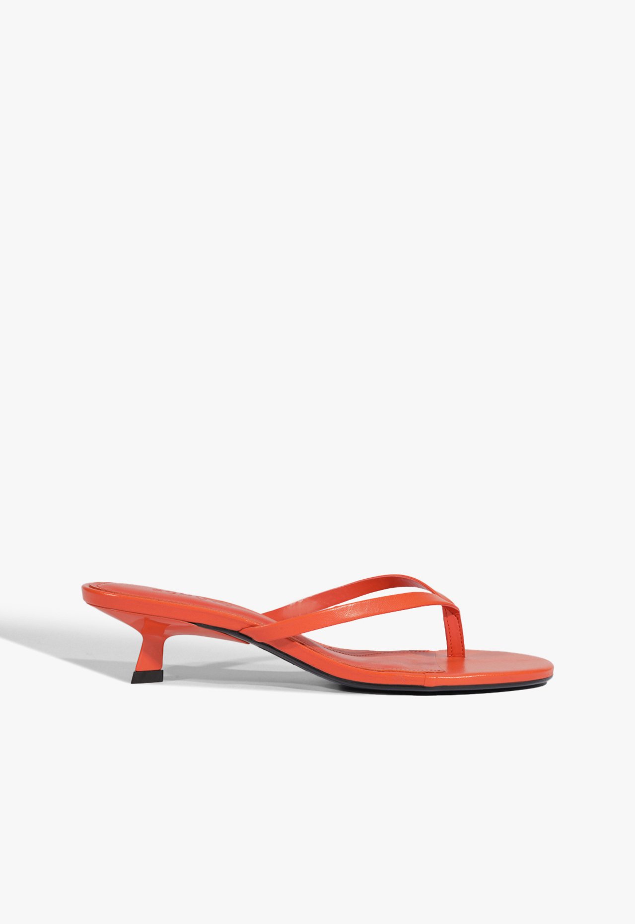 Sandália Mule Tiras Salto Baixo Couro Laranja | Schutz