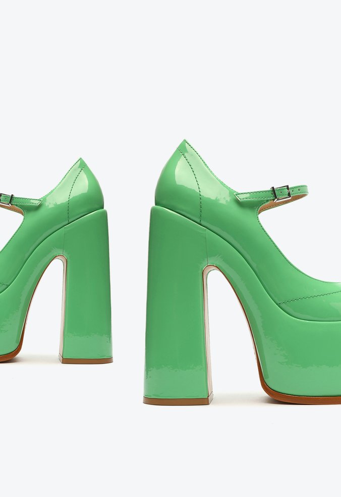 Sapato Scarpin Meia Pata Zayne Verniz Verde | Schutz