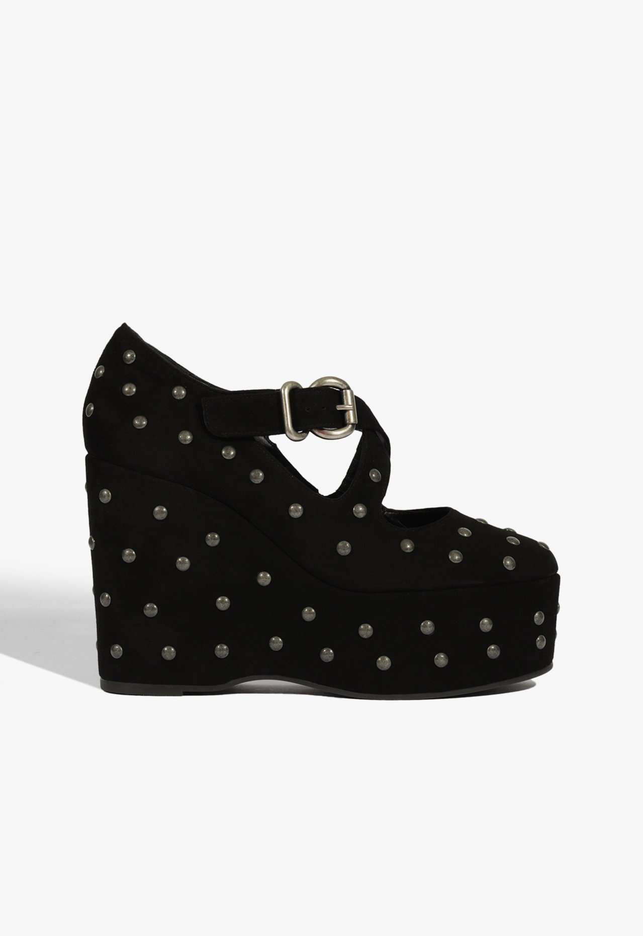 Scarpin Plataforma Myriam Studs Camurça Preta | Schutz