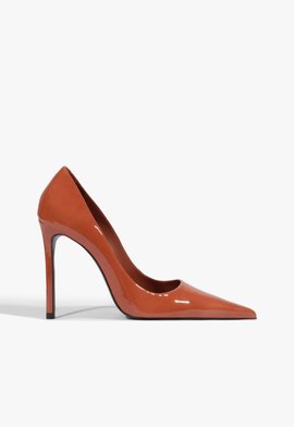 Scarpin Clara Bico Fino Couro Laranja