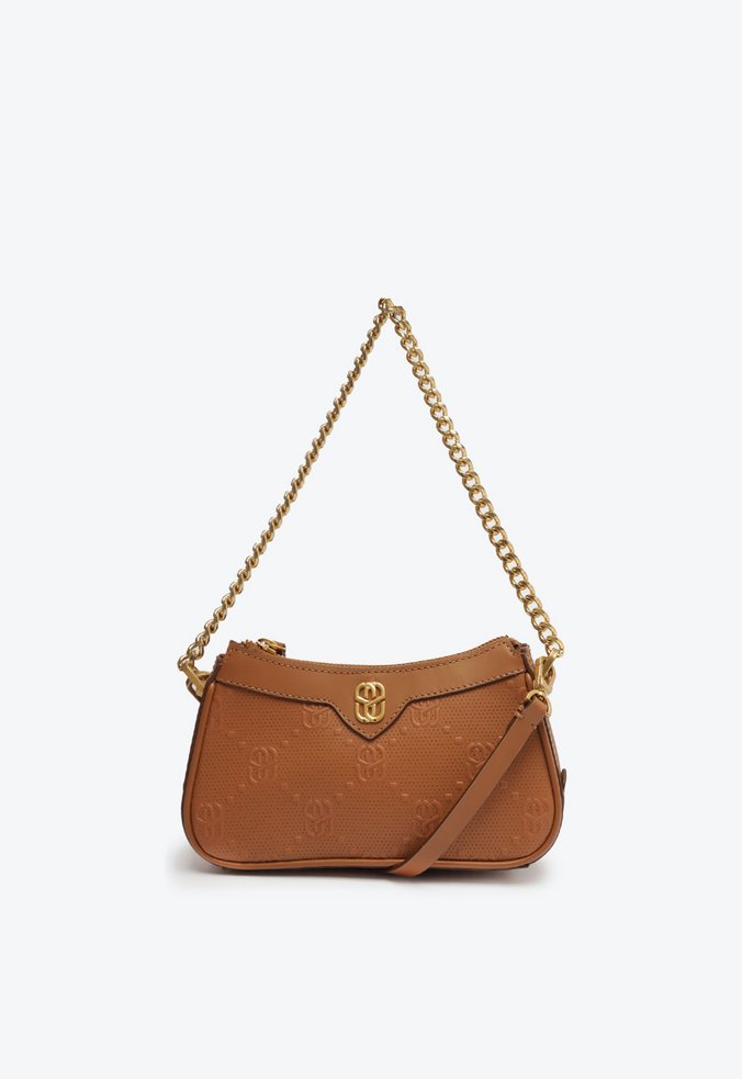 Bolsa Mini Shoulder Denna Stamp Couro Marrom