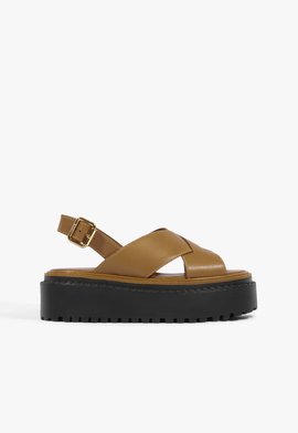 Sandália Papete Joy Couro Marrom