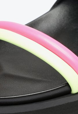 Sandália Papete Flatform Nylon Trança Colorida
