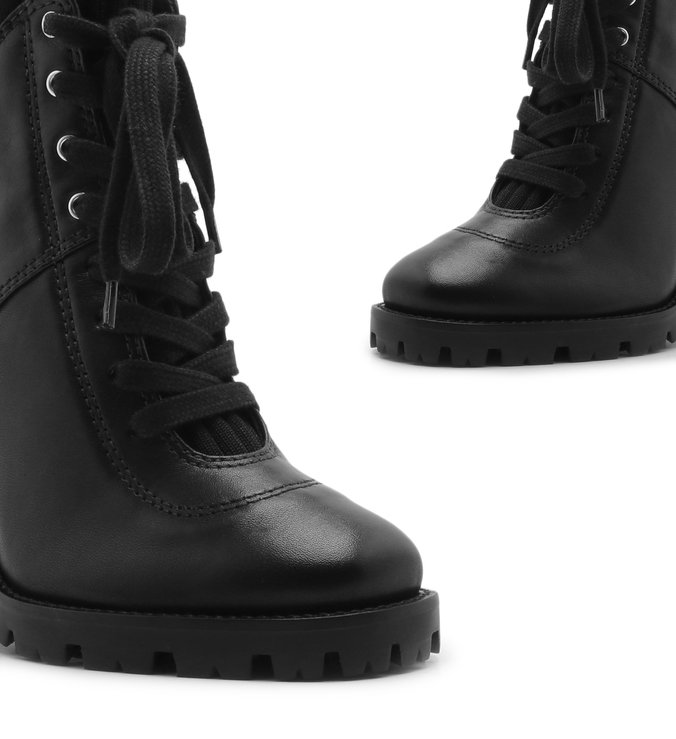 Combat Boot Salto Bloco Knit Preta Combat Boot Salto Bloco Knit Preta