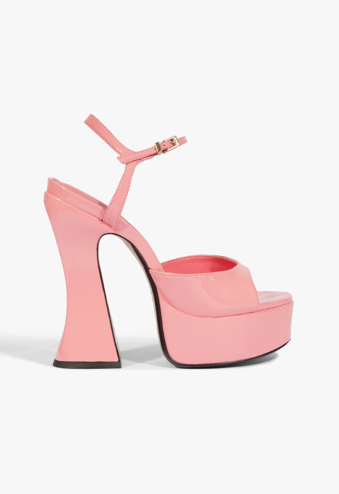 Sandália Meia Pata Luma Verniz Couro Rosa