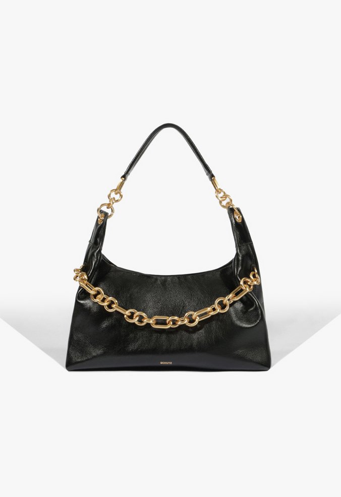 Bolsa de Ombro Couro Corrente Preta