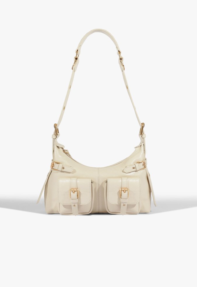 Bolsa Tiracolo Shoulder Bea Média Couro Branca