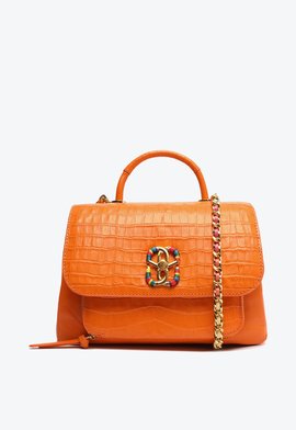 Bolsa Tiracolo Média Rainbow Couro Croco Laranja | Schutz