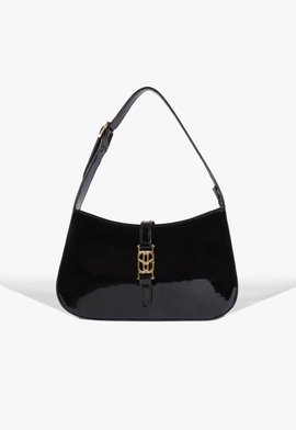 Bolsa Hobo Média Verniz Preta