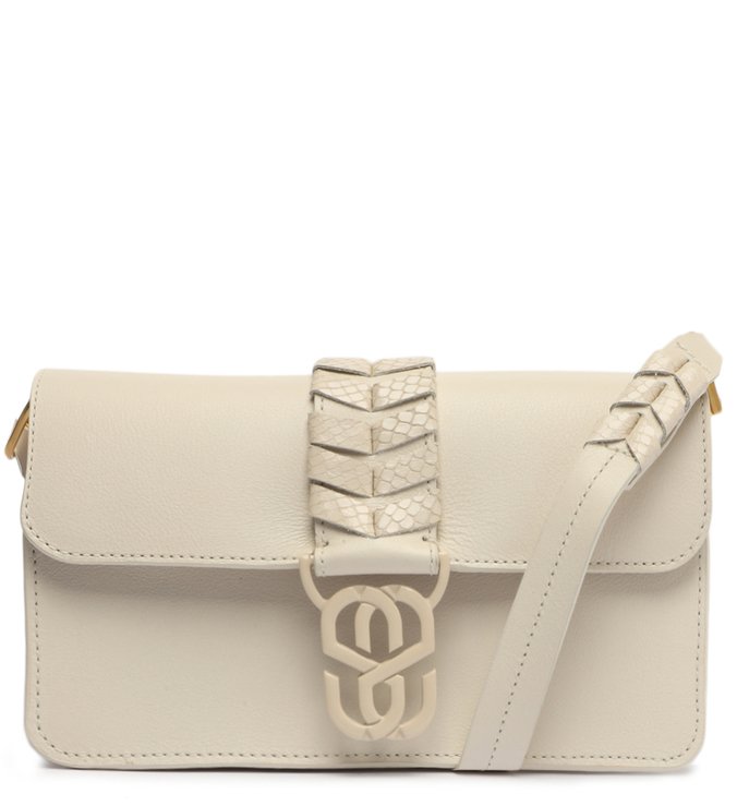 Bolsa Tote Média Marjorie Couro Snake Branca