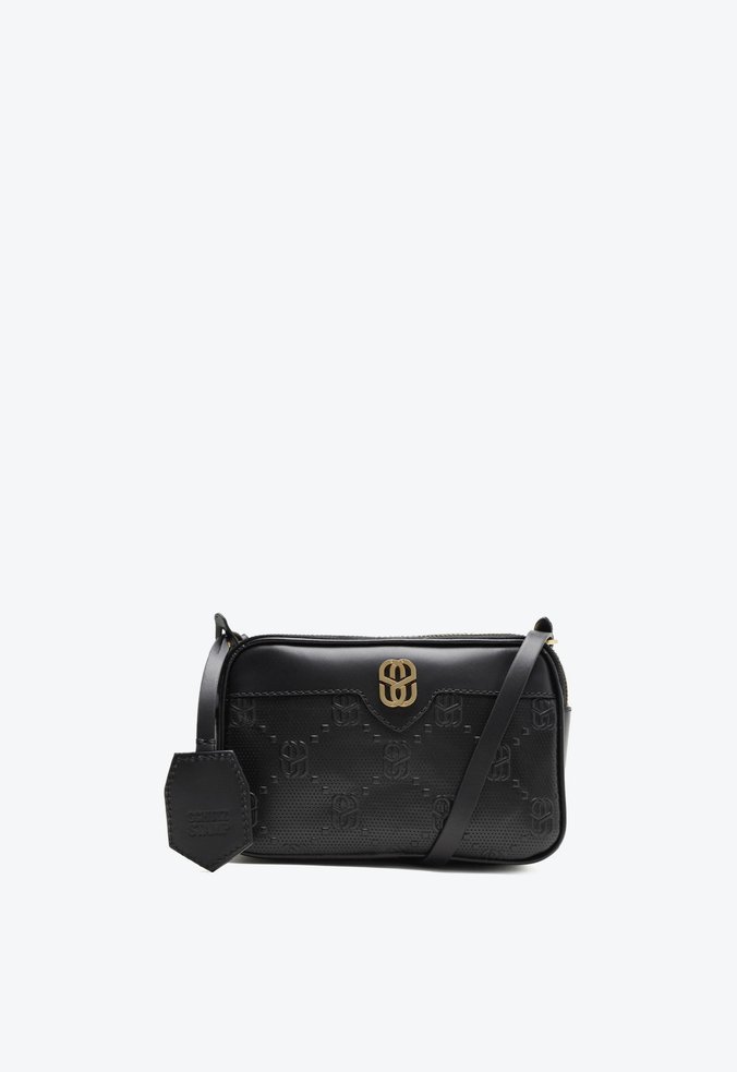 Bolsa Tiracolo Daisy Stamp Couro Preta
