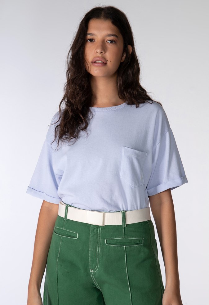 Camiseta Marta Malha Com Bolso Azul