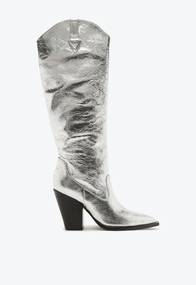 Bota Western Couro Prateada
