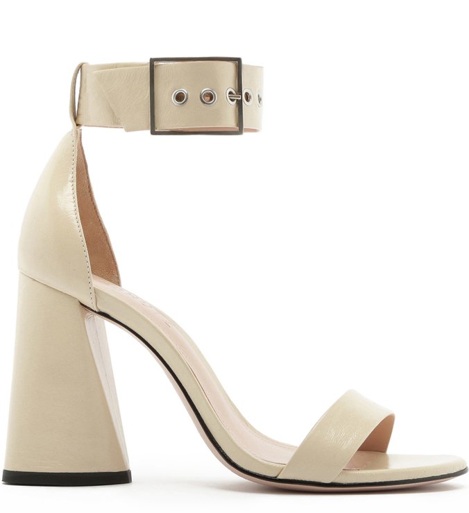 Sandália Salto Cone Gloss White