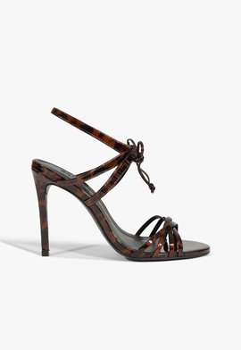 Sandália Verniz Salto Alto Fino Animal Print