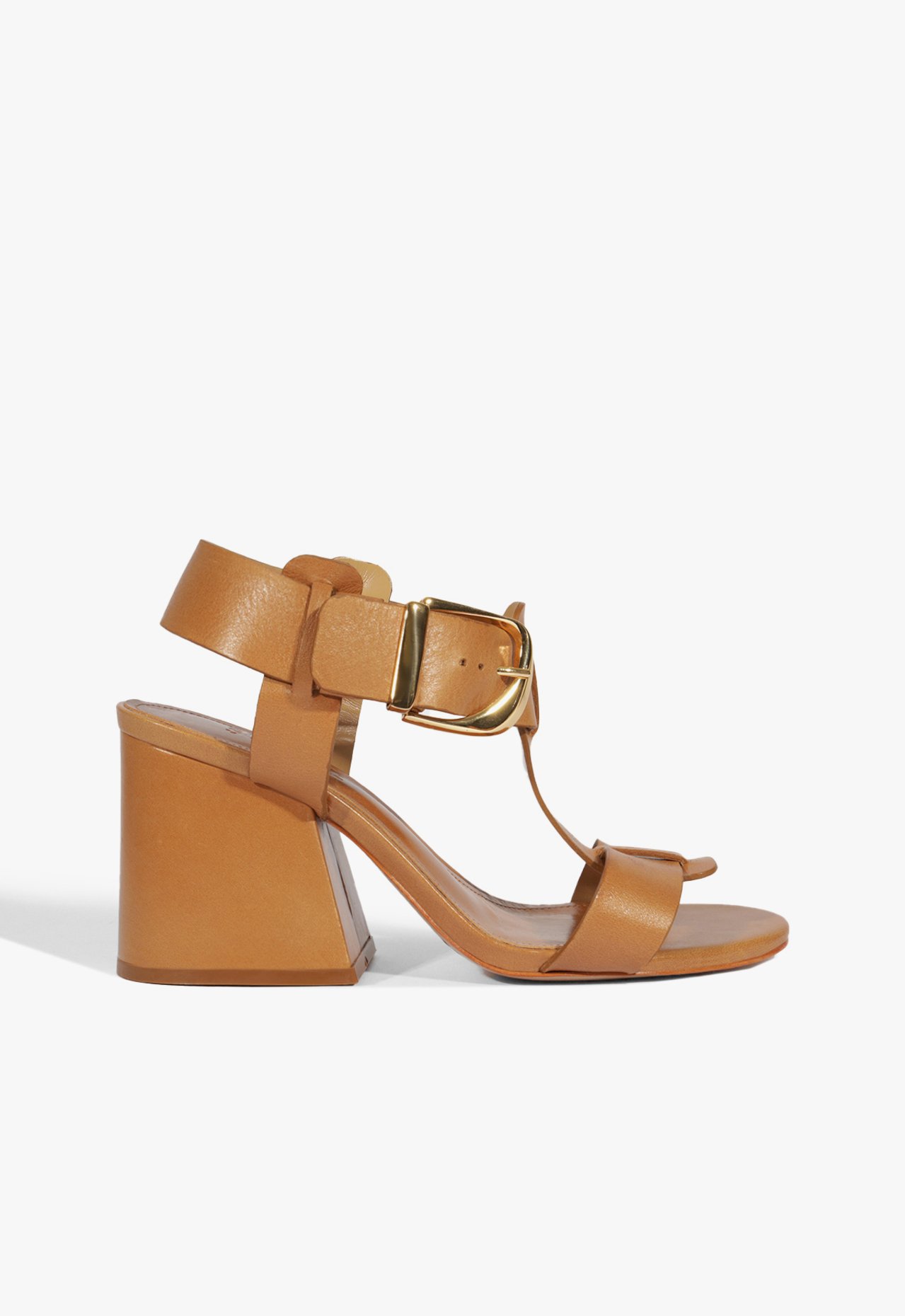 Sandália Salto Bloco Médio Couro Marrom Clara | Schutz