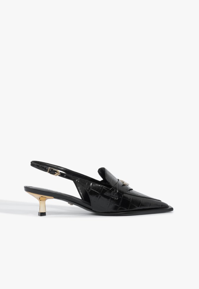 Slingback Scapin Couro Croco Preto
