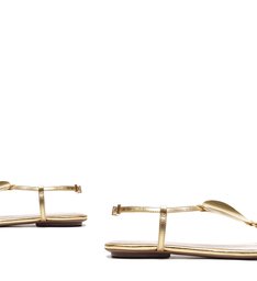 Sandália Rasteira Metalizada Dourada