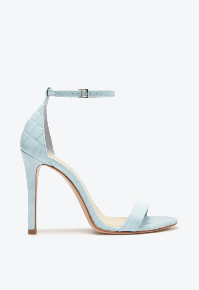 Sandália Gisele Salto Alto Couro Azul 