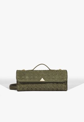 Bolsa Tiracolo Baguette Rebecca Camurça Verde